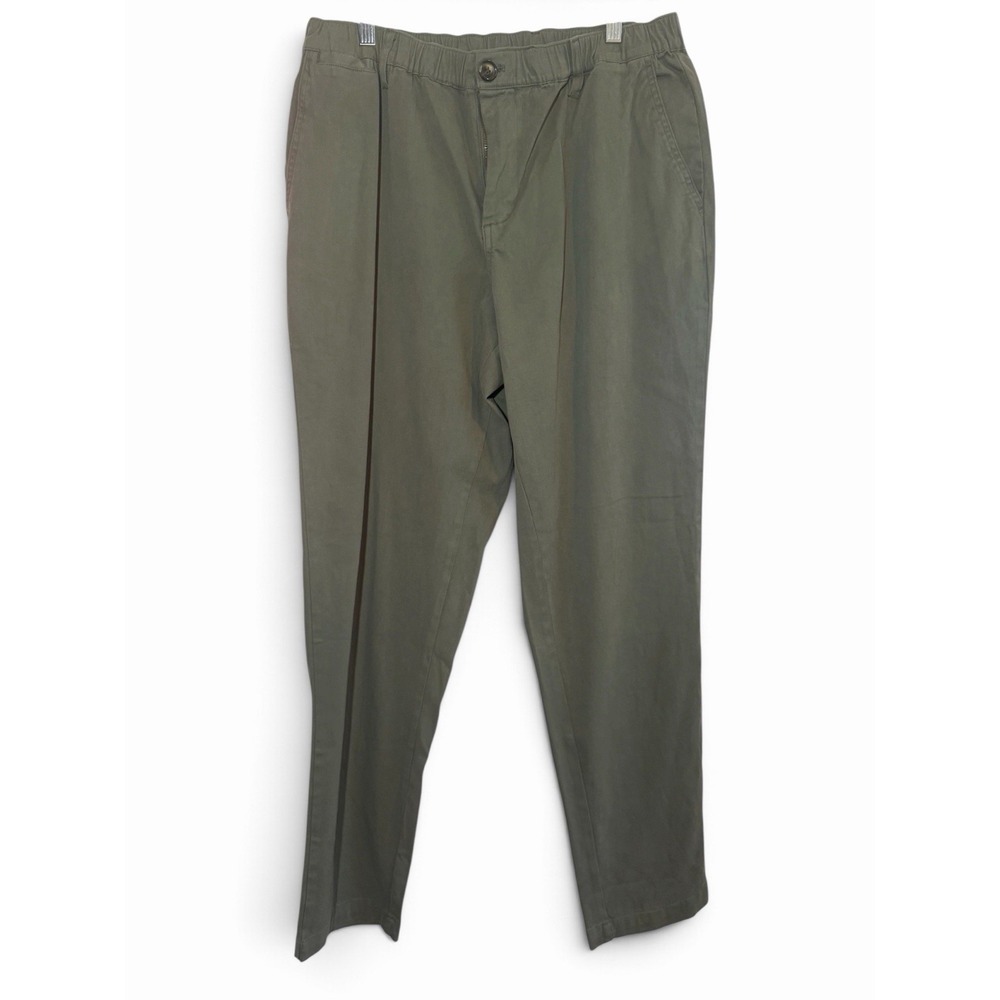 Cove Men's Green Twill Pants 36W Cotton Spandex Stretch Flat Front Straight